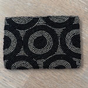 5/$20 Black and gold beaded pouch with geometric design